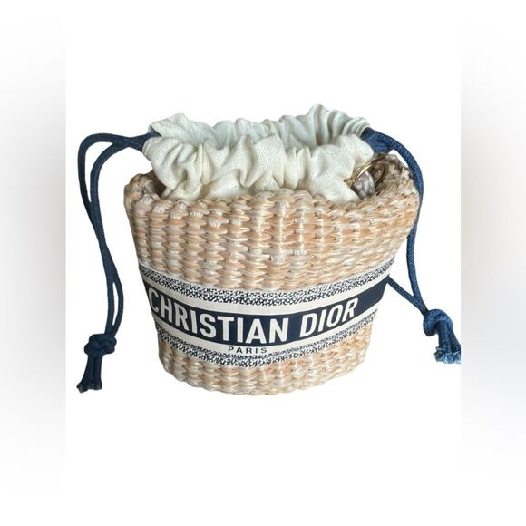 CHRISTIAN DIOR Novelty Straw Pouch Mini Bag - Picture 3 of 8